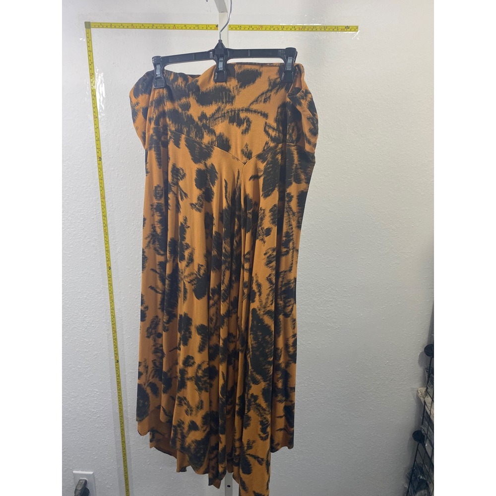 Bryn Walker Casbah Skirt XXL Mustard Yellow Black Animal Print Bamboo Rayon Maxi